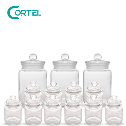 Kit Completo con 13 Ollas Herméticas de Borosilicato con Tapa