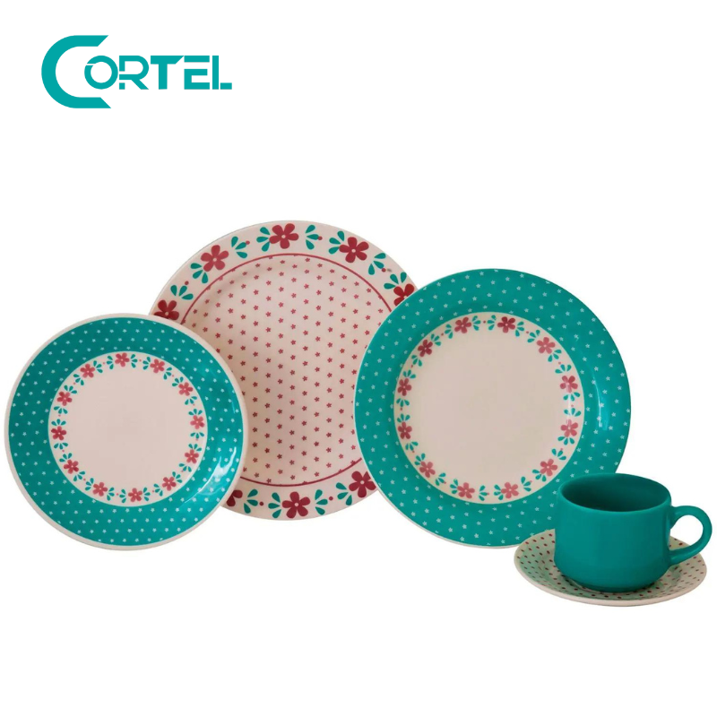 Juego de té y vajilla redondo de cerámica blanca y azul claro Biona, 20 piezas Donna + Regalo Exclusivo