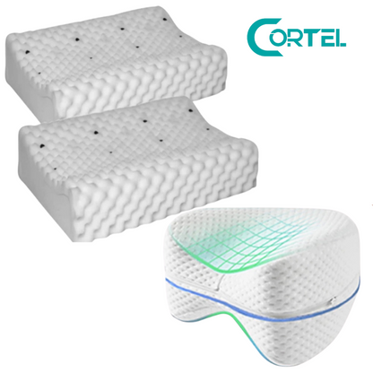 Kit de 3 Almohadas Ortopédicas: 2 Almohadas de Espuma Soft Premium + 1 Almohada Ortopédica Correctora para Rodillas y Zona Lumbar